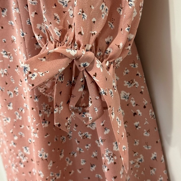 Et Clet Pink Floral Mini Dress Puff Sleeve Medium Coquette Cottagecore Garden - Picture 5 of 9